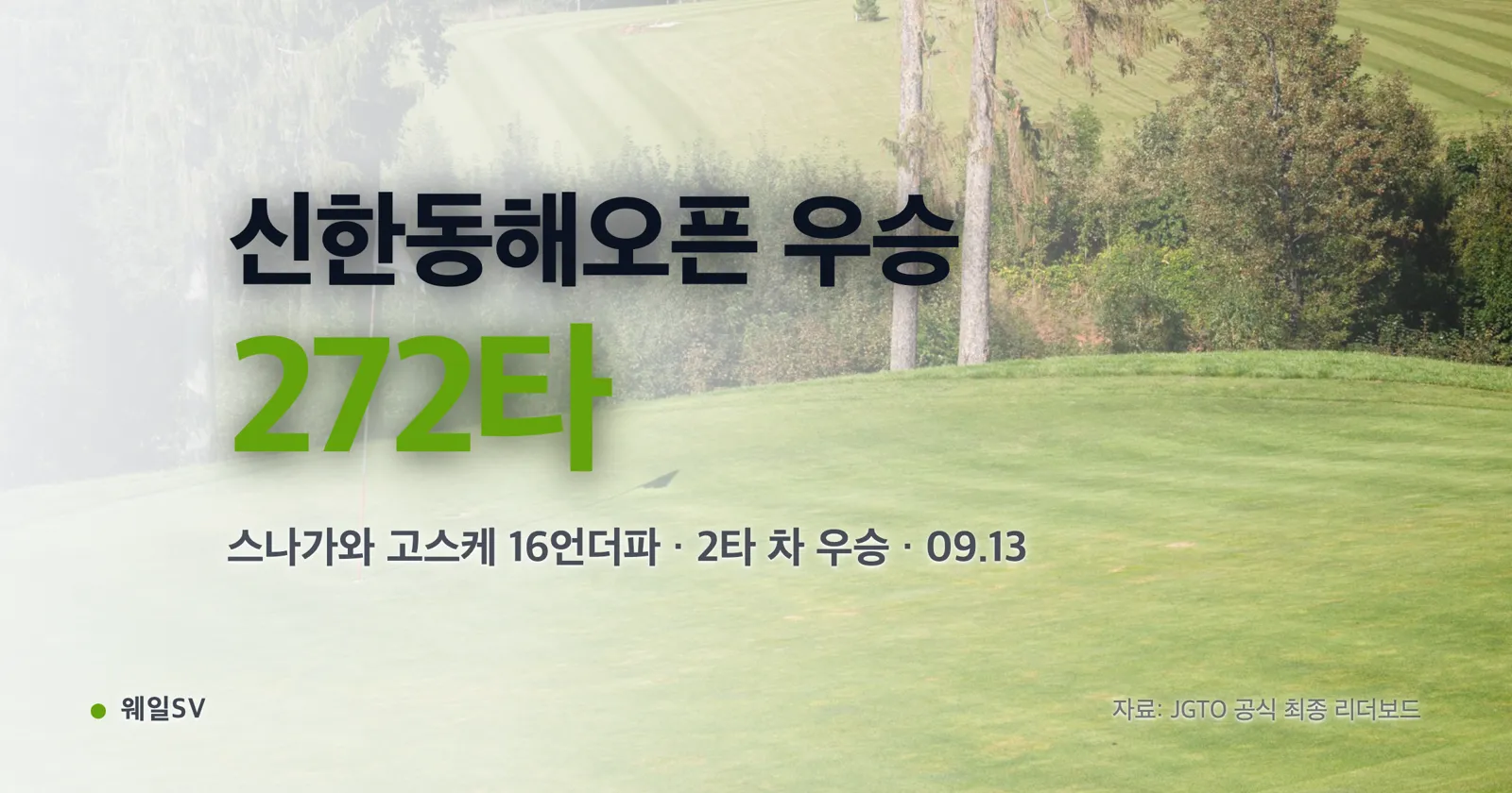 골프장 18번 홀 그린 위 깃대와 우승 트로피를 형상화한 일러스트