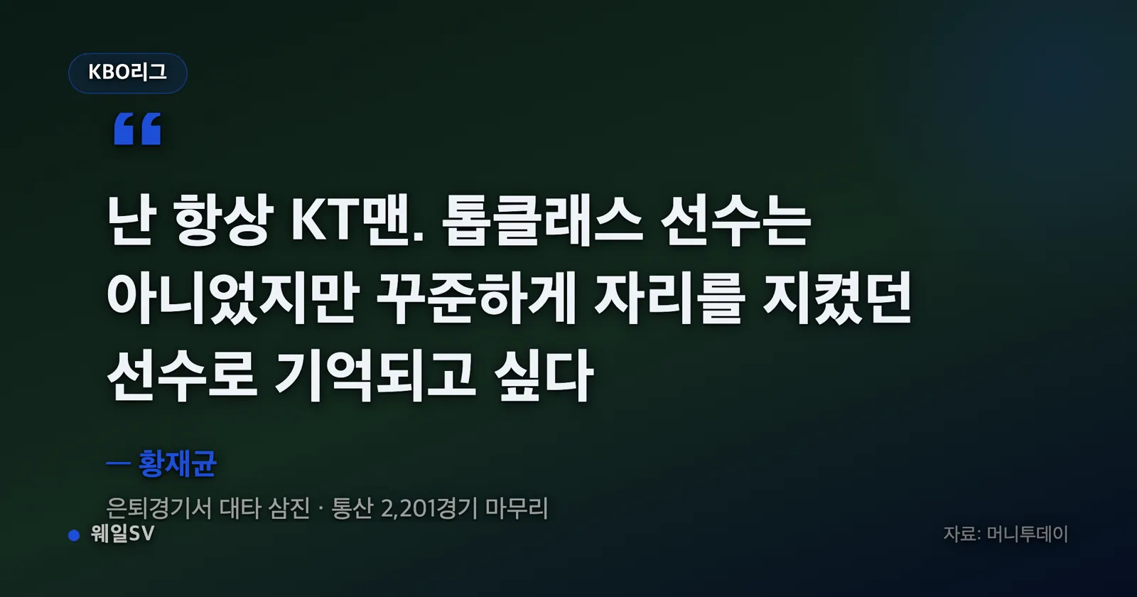 수원 KT위즈파크 그라운드에서 KT 유니폼을 입은 3루수가 관중석을 향해 고개 숙여 인사하는 모습을 표현한 그래픽