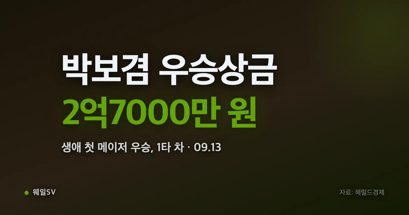 이천 블랙스톤 골프클럽 18번 홀 그린에서 우승 트로피를 들어 올린 여자 프로골퍼와 뒤편 갤러리 스탠드